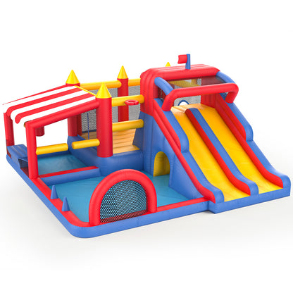 15 in 1 Inflatable Bounce House with Double Slide & Climbing Wall