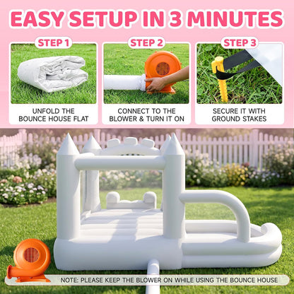 4-in-1 Inflatable Bounce House for 5 Kids with Slide & Ball Pit