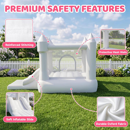 4-in-1 Inflatable Bounce House for 5 Kids with Slide & Ball Pit