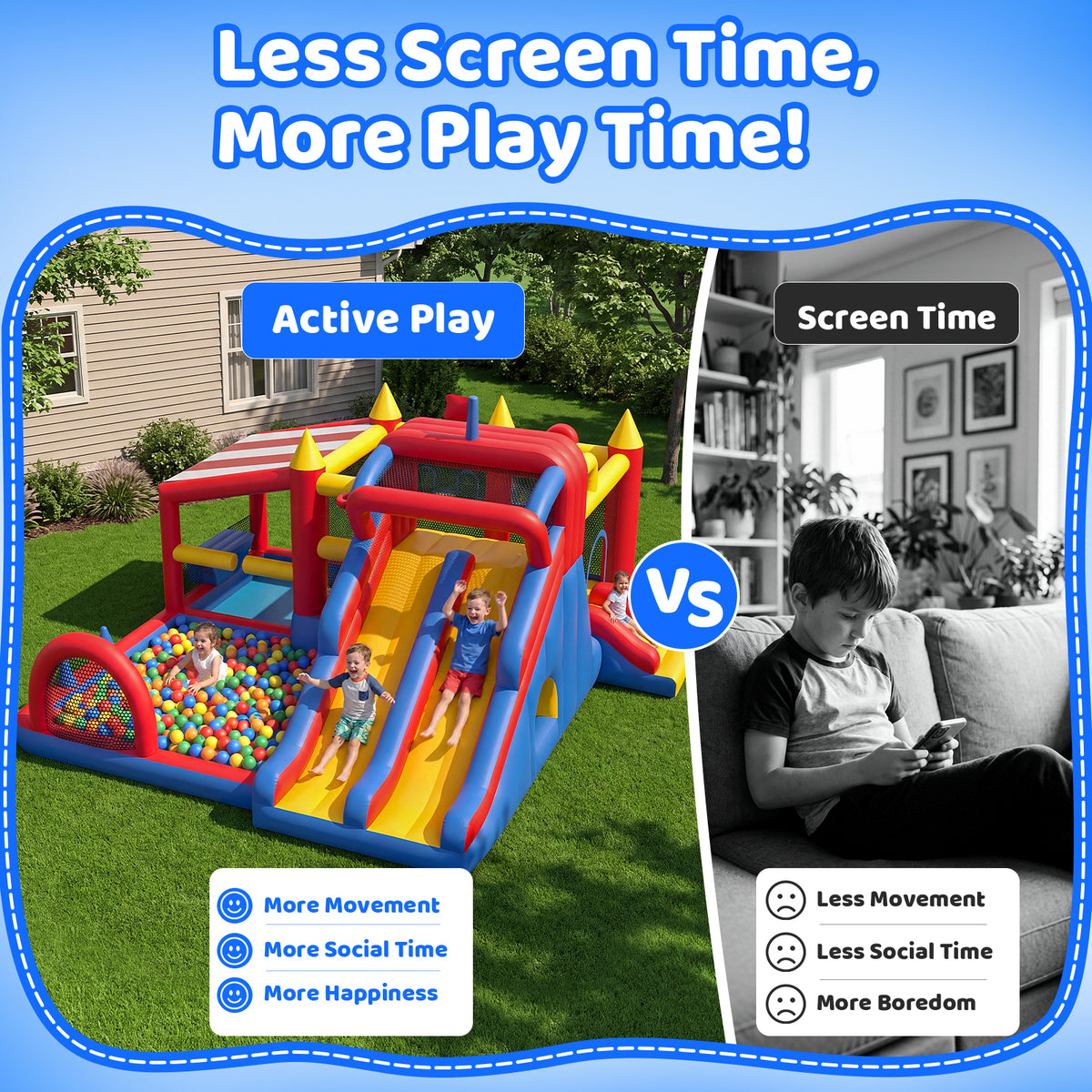 15 in 1 Inflatable Bounce House with Double Slide & Climbing Wall